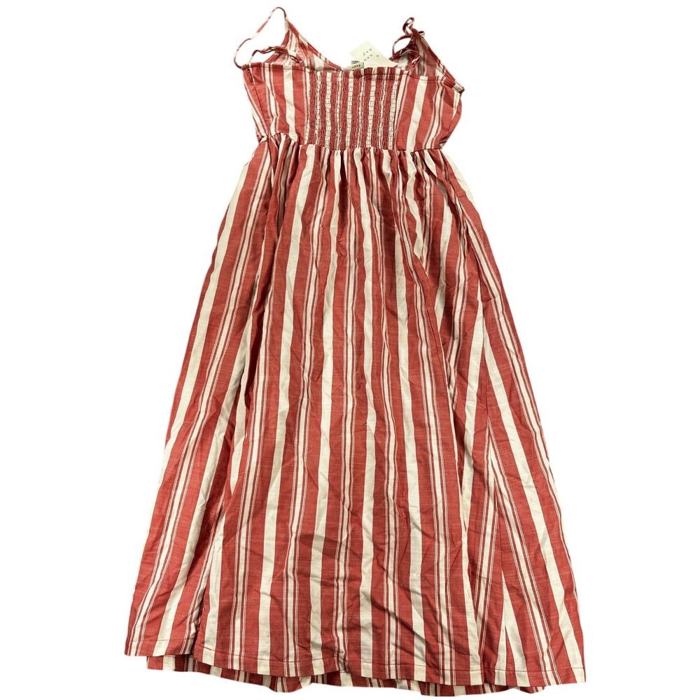 A New Day Women's XS Cream Red Striped Corset Sundress Midi Adjustable Strap